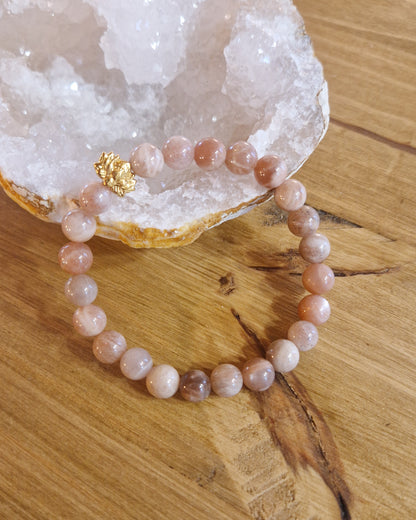 Bracelet lithothérapie - Pierre de Soleil - Lotus