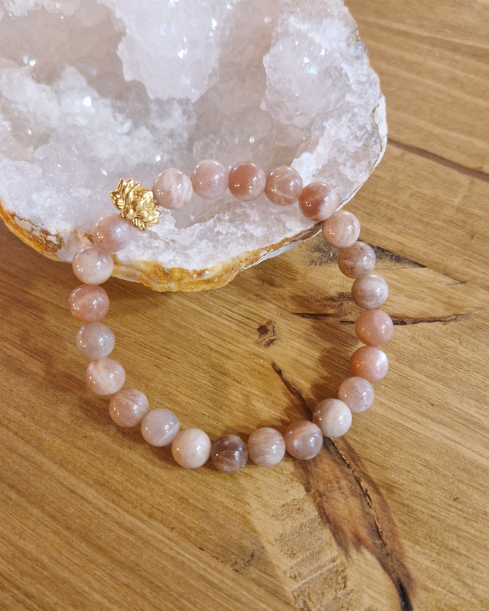 Bracelet lithothérapie - Pierre de Soleil - Lotus