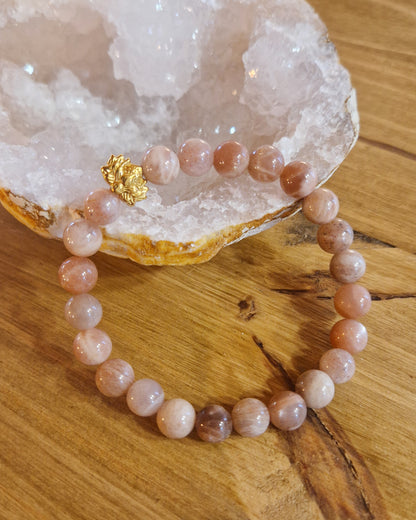 Bracelet lithothérapie - Pierre de Soleil - Lotus
