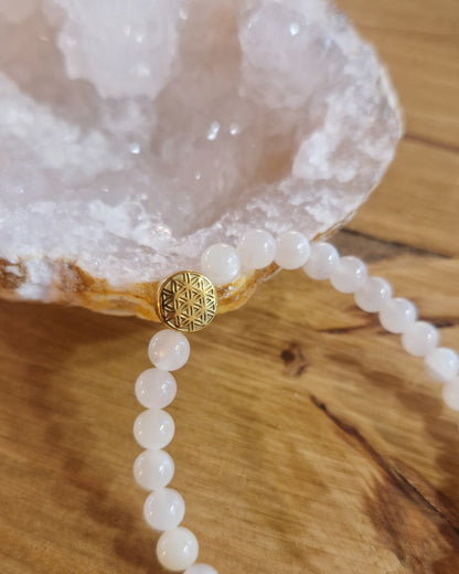 Bracelet lithothérapie - Pierre de Lune - Fleur de vie