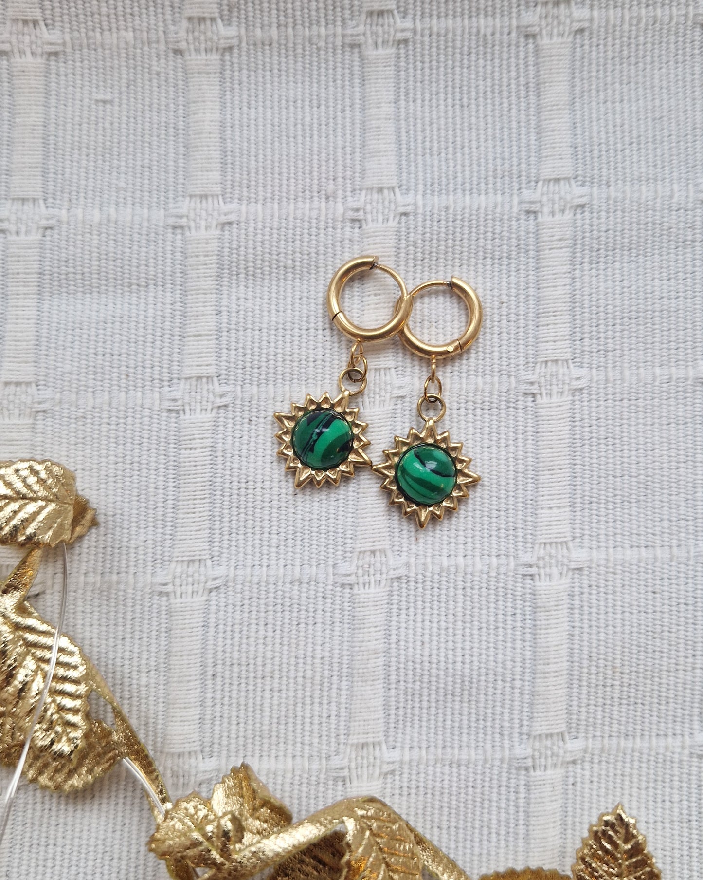 Boucles d’oreilles Ama Malachite