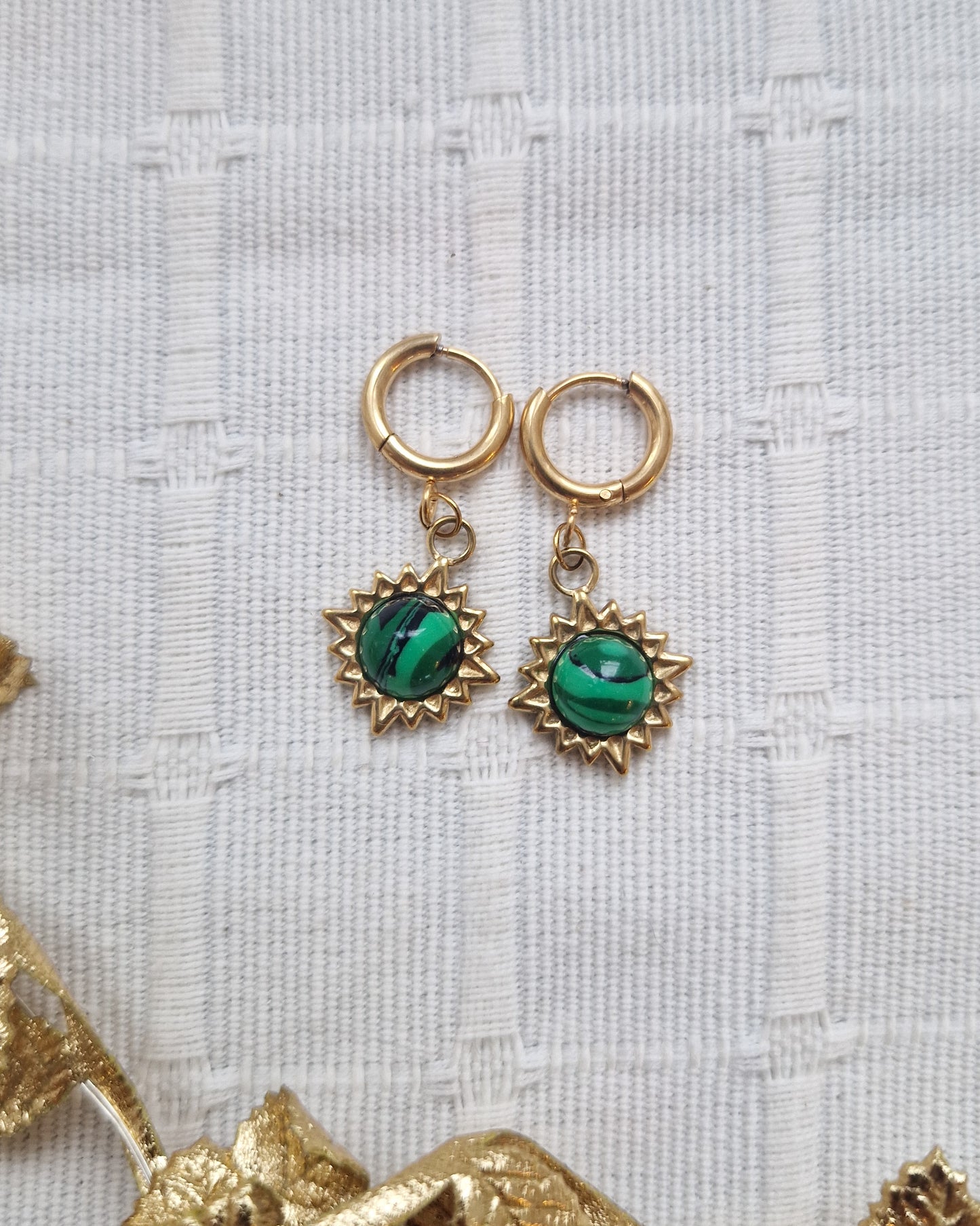 Boucles d’oreilles Ama Malachite