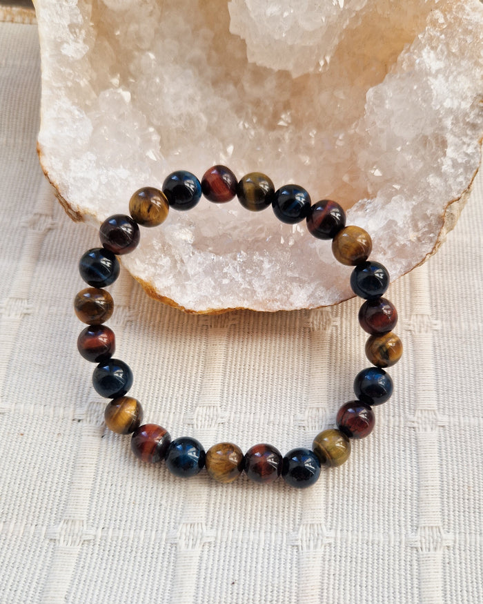 Bracelet lithothérapie- 3 Yeux - Œil de Tigre, Faucon & Taureau