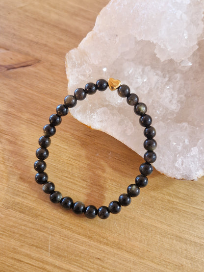 Bracelet lithothérapie - Obsidienne dorée