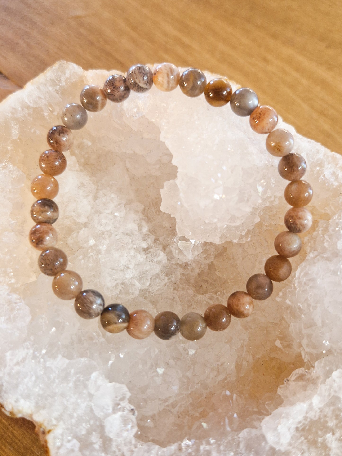 Bracelet lithothérapie - Pierre de lune noire