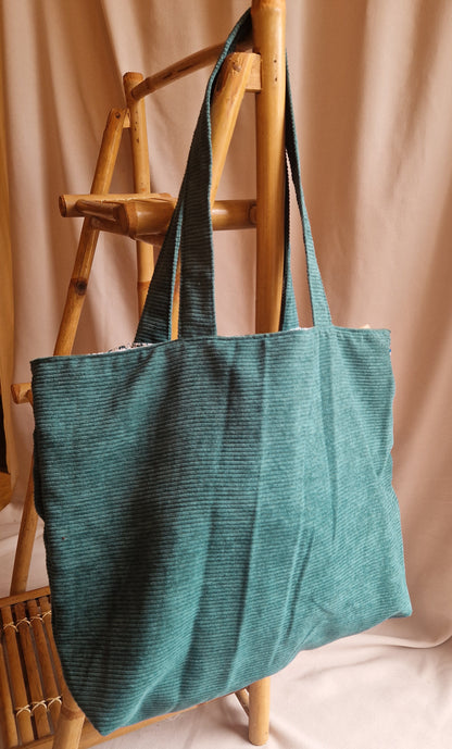 Sac velours Sarcelle