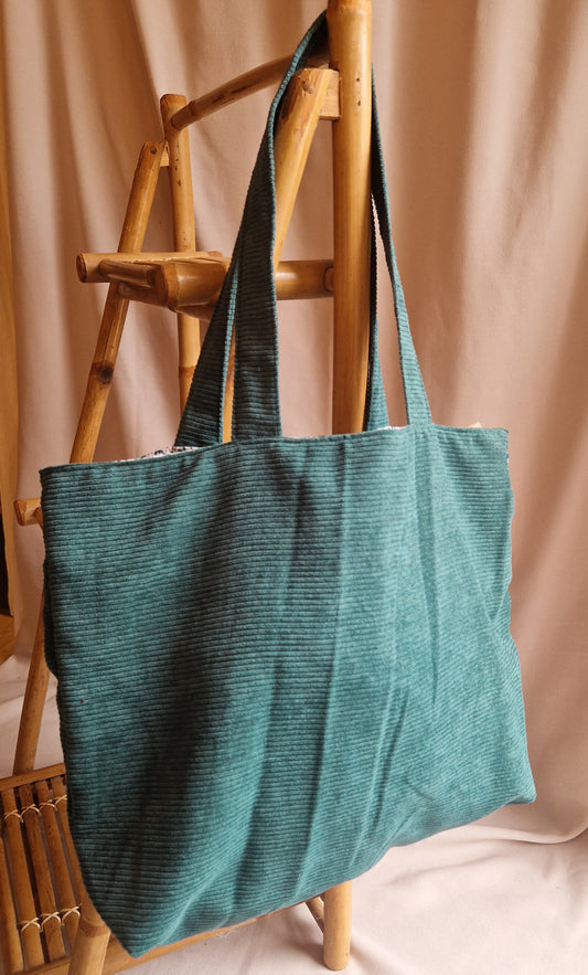 Sac velours Sarcelle