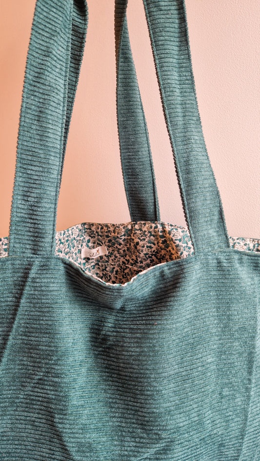 Sac velours Sarcelle