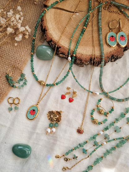 Boucles d'oreilles Alizée - Aventurine et perles