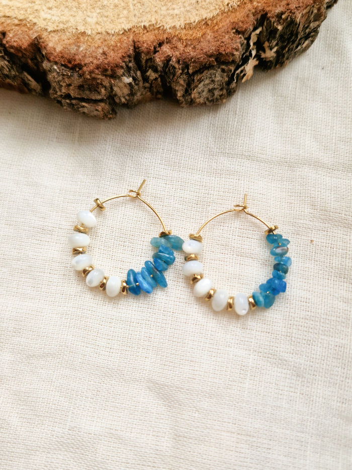 Boucles d'oreilles Eva Apatite et Nacre
