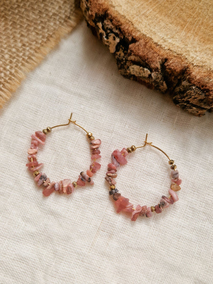 Boucles d'oreilles Eva Rhodonite