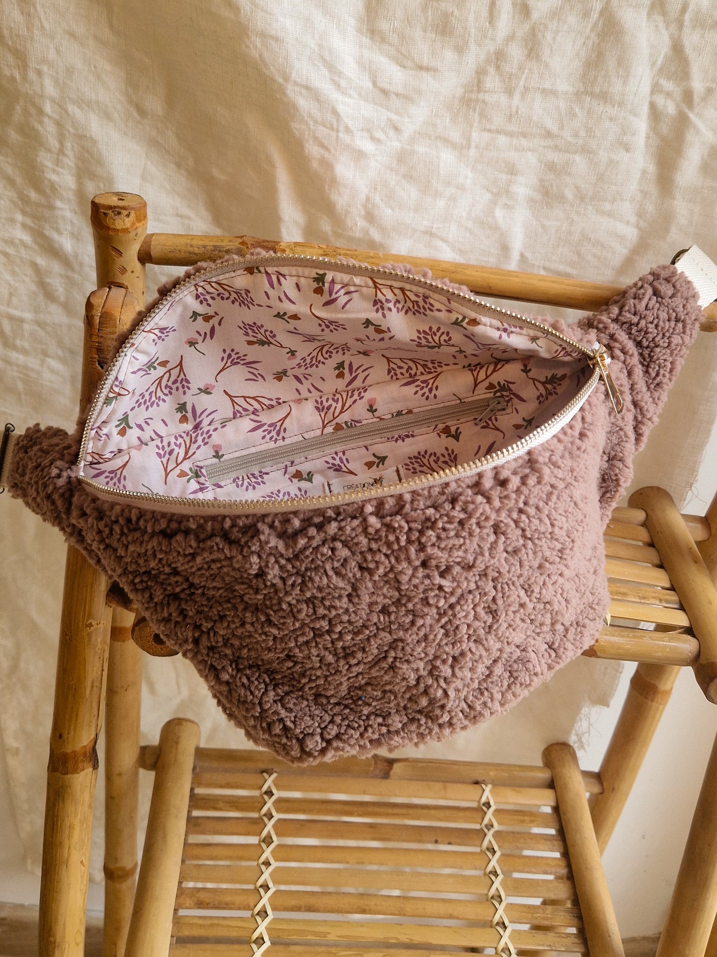 Sac Banane Bouclette Marron Glacé Taille Médium