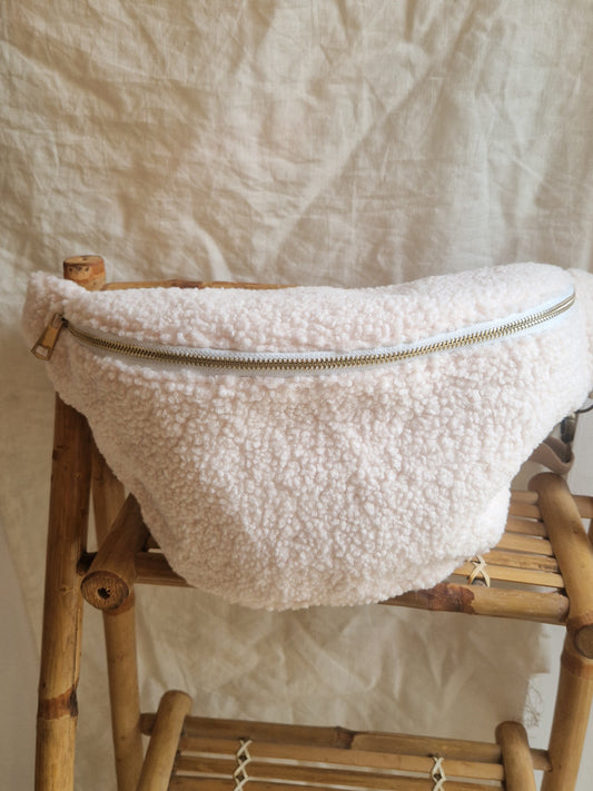 Sac Banane Bouclette Blanc Crème Taille Large