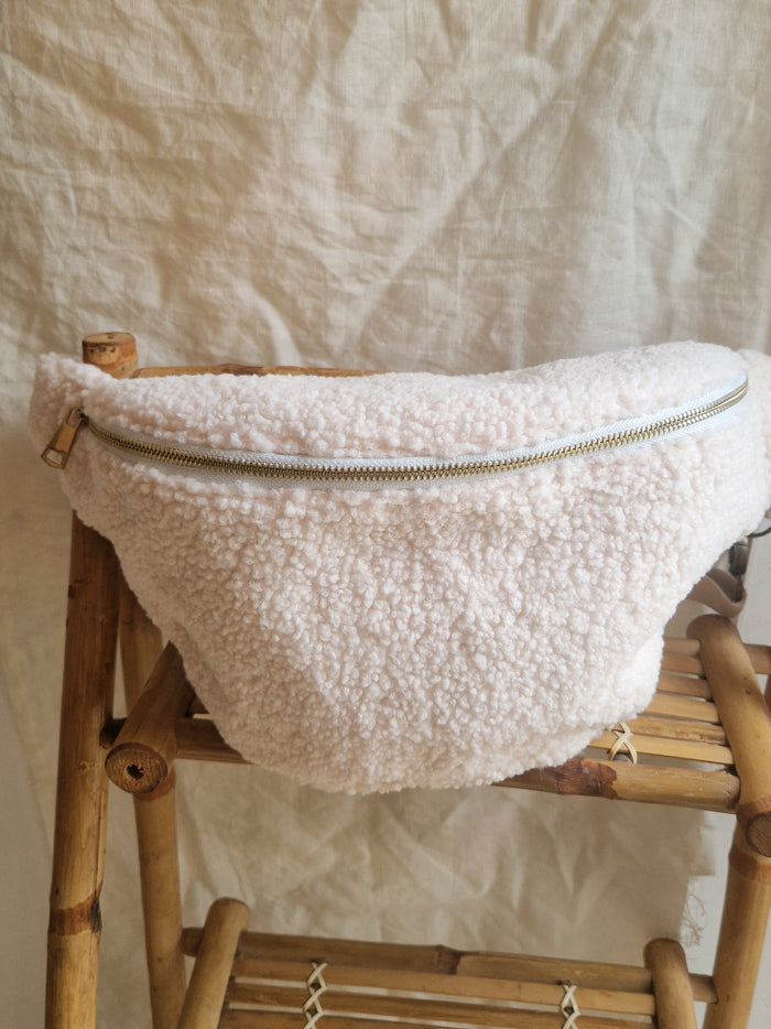 Sac Banane Bouclette Blanc Crème Taille Large