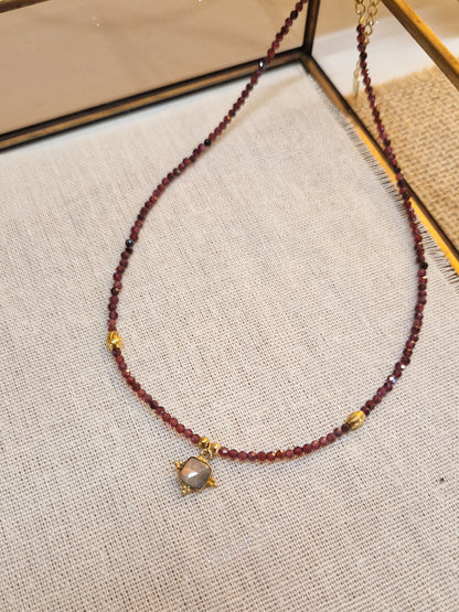 Ras de cou Grenat et Labradorite