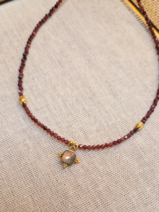 Ras de cou Grenat et Labradorite