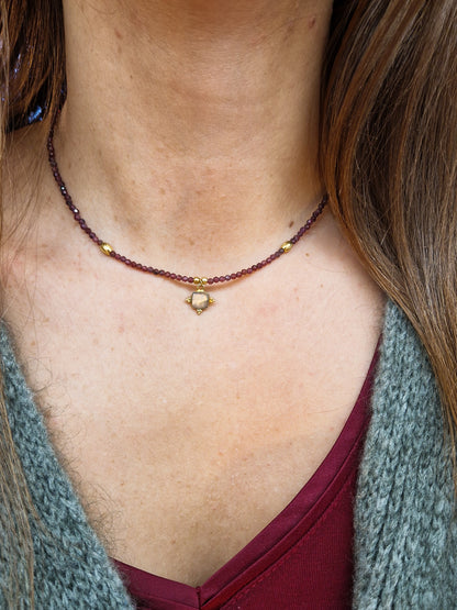 Ras de cou Grenat et Labradorite