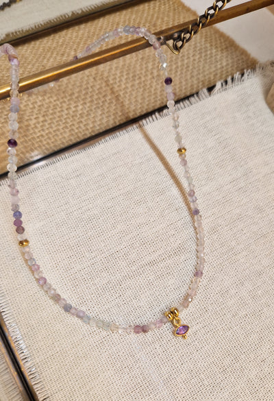 Ras de cou Fluorite et Améthyste