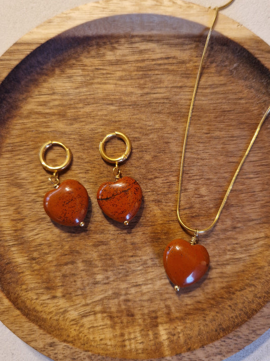 Collier Cœur de Jaspe rouge