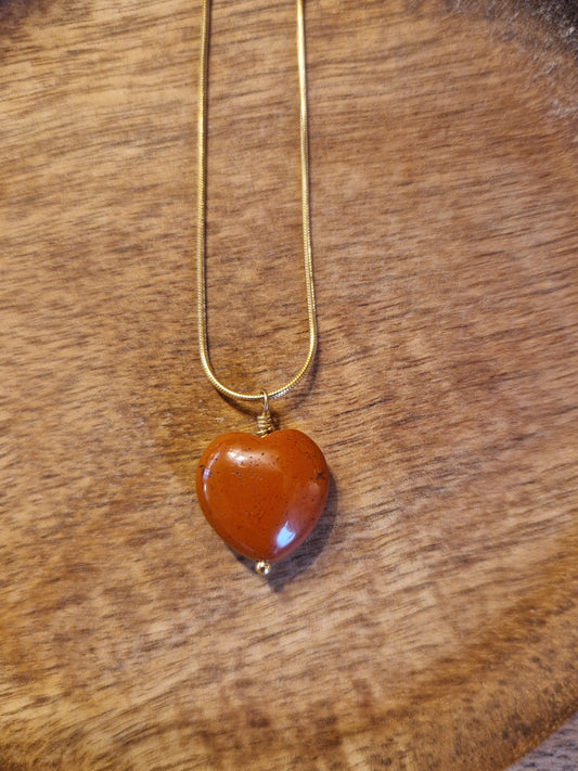 Collier Cœur de Jaspe rouge