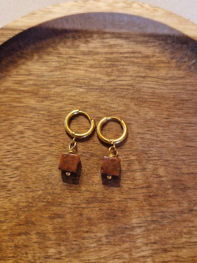 Boucles d’oreilles Cube de Jaspe Breschia