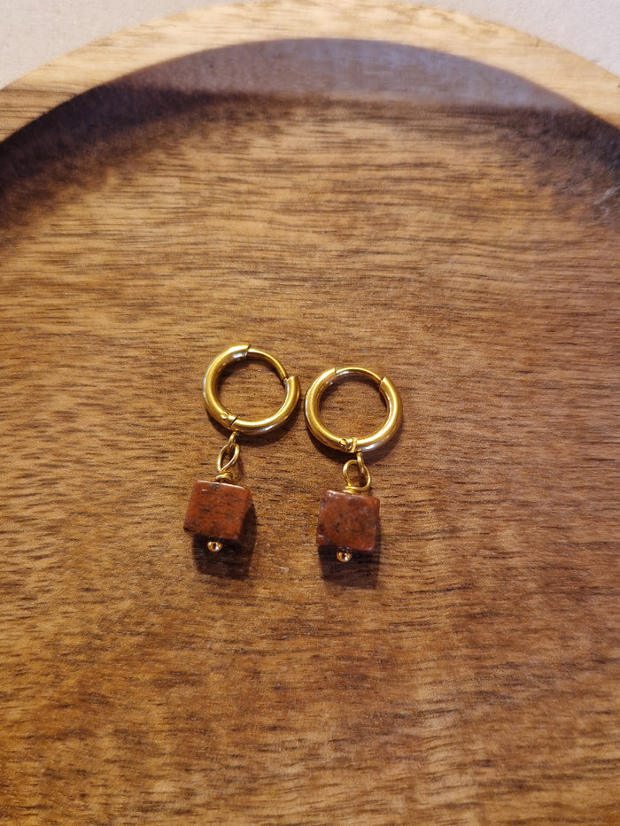 Boucles d’oreilles Cube de Jaspe Breschia
