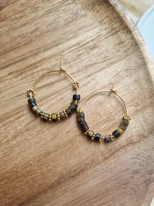 Boucles d'oreilles Colima Œil de Tigre