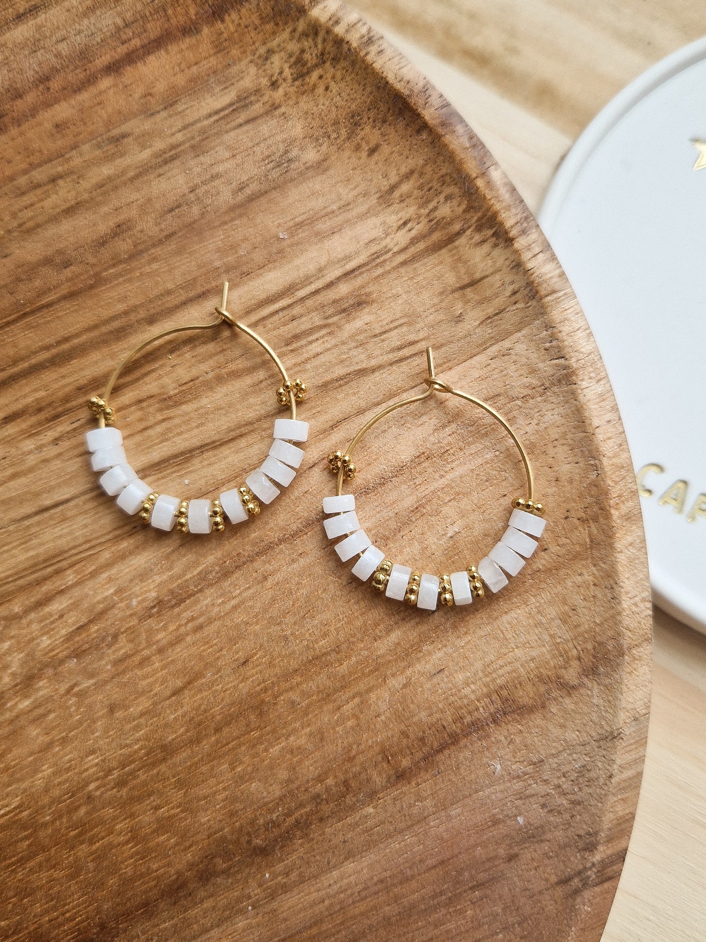 Boucles d'oreilles Colima Jade blanc