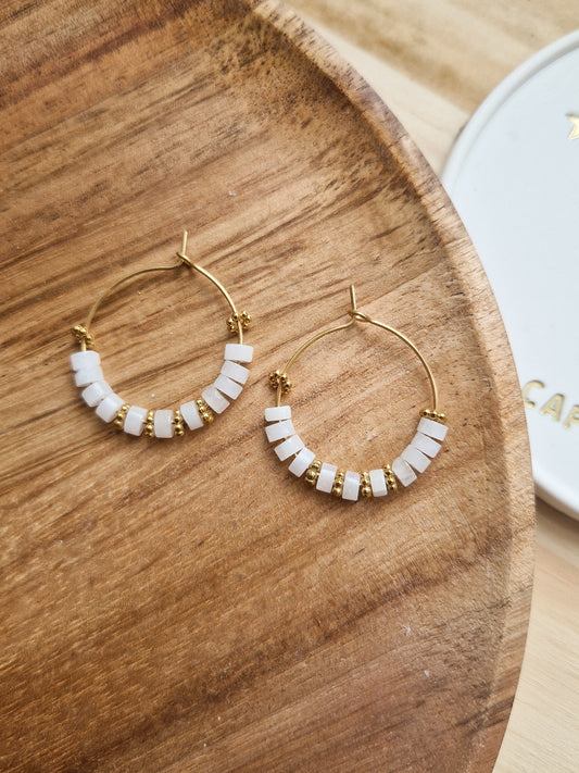 Boucles d'oreilles Colima Jade blanc