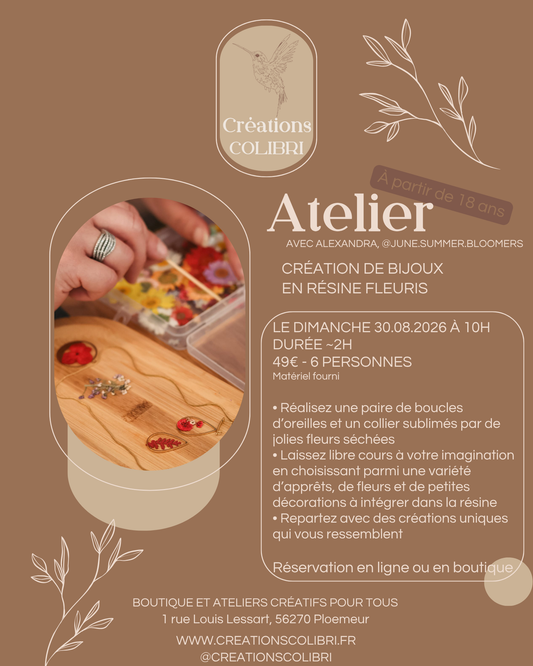 Atelier Création de bijoux en résine fleuris - 30 août