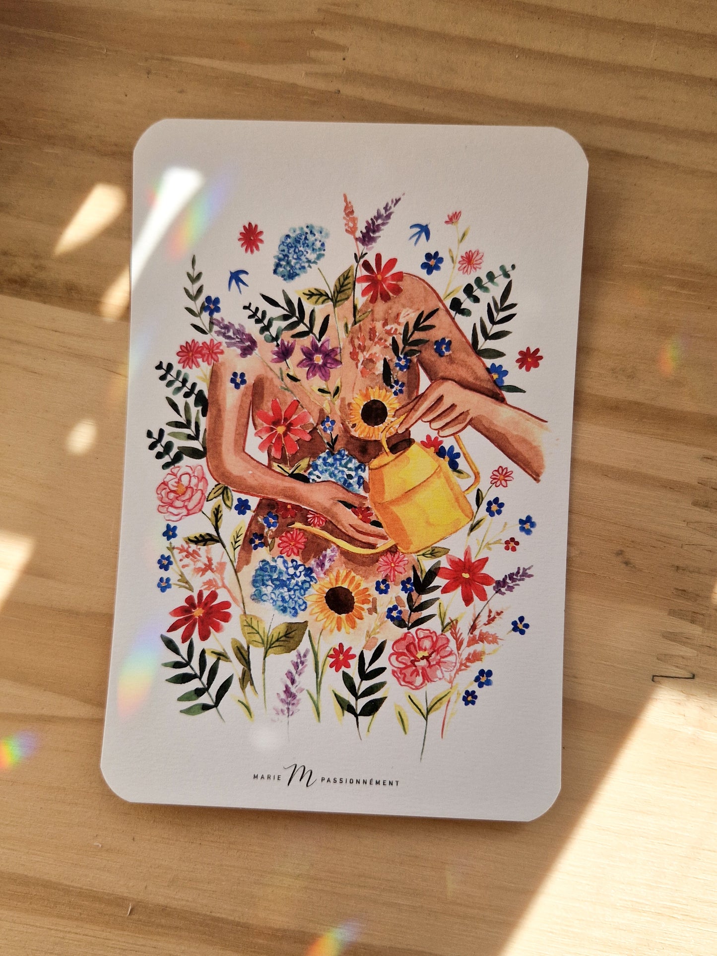 Carte postale Arroser les fleurs