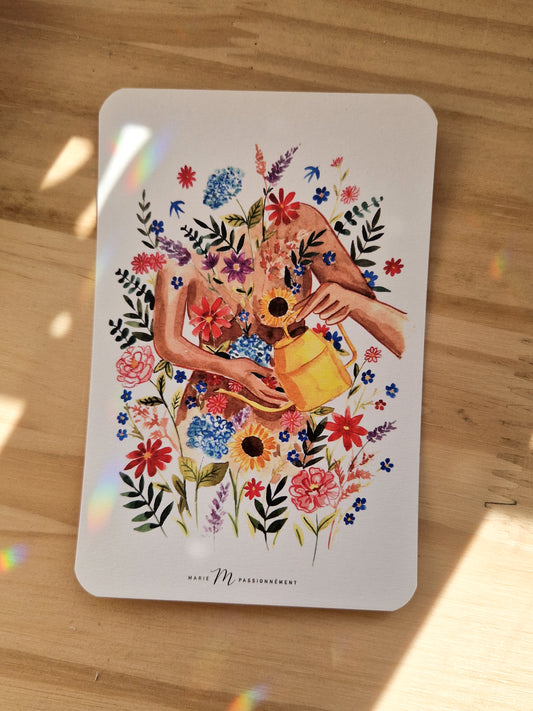 Carte postale Arroser les fleurs