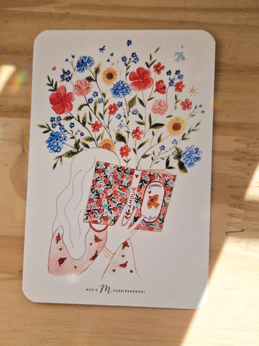 Carte postale Livre amour