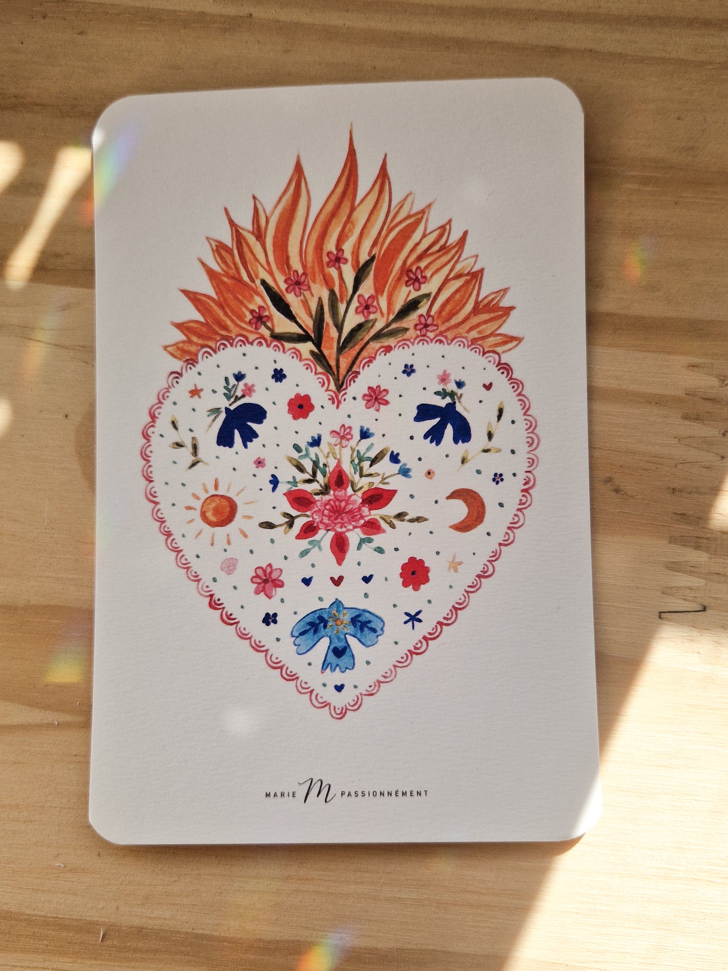 Carte postale Coeur enflammé