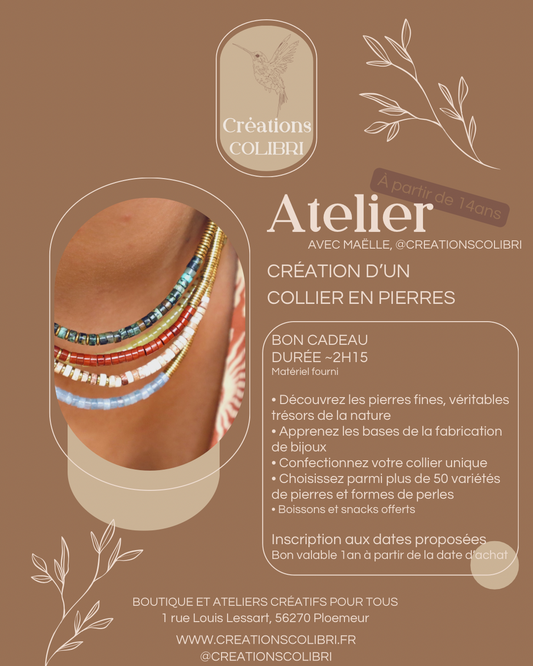 Bon cadeau atelier collier en pierres