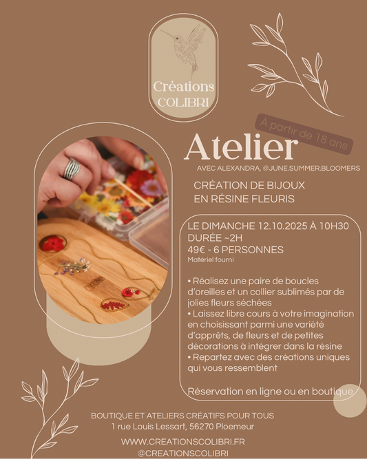 Atelier Création de bijoux en résine fleuris - 12 octobre