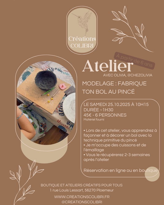 Atelier Enfants : Modelage : fabrique ton bol - 25 octobre