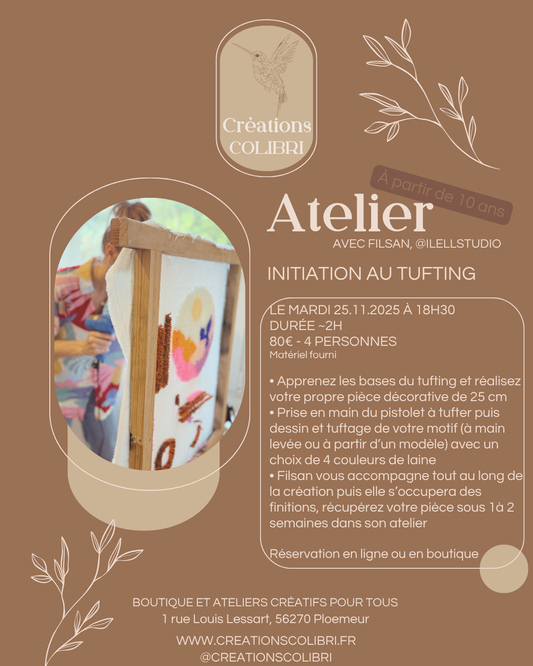 Atelier Initiation au tufting : création d'une pièce de 25cm - 25 novembre