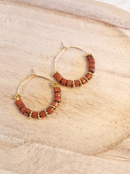 Boucles d'oreilles Colima Jaspe rouge
