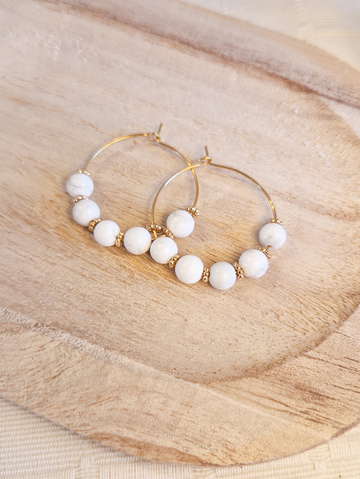 Boucles d'oreilles Bali Howlite