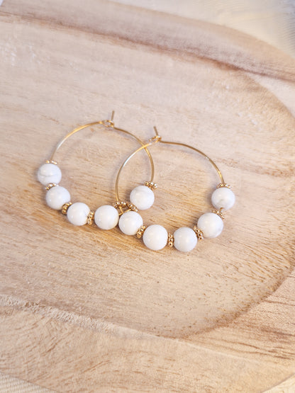 Boucles d'oreilles Bali Howlite