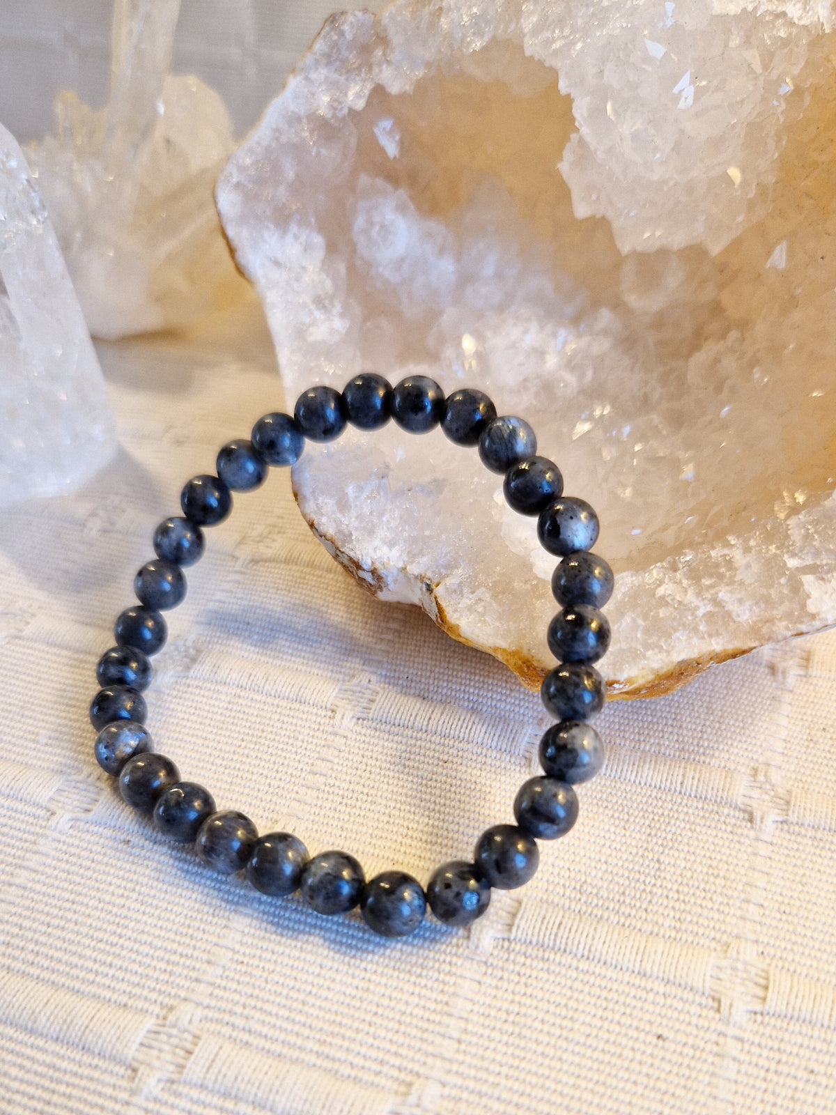 Bracelet lithothérapie - Obsidienne neige