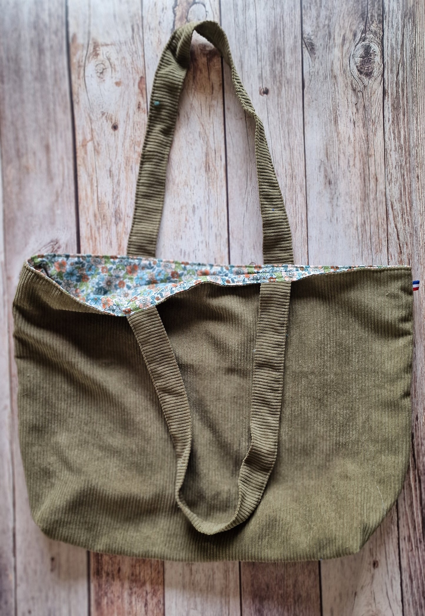 Sac velours vert kaki