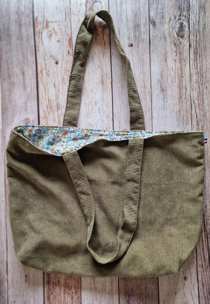 Sac velours vert kaki