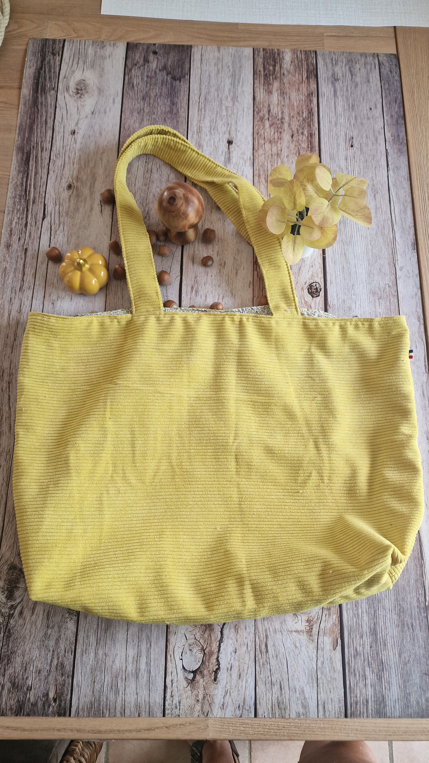 Sac velours jaune