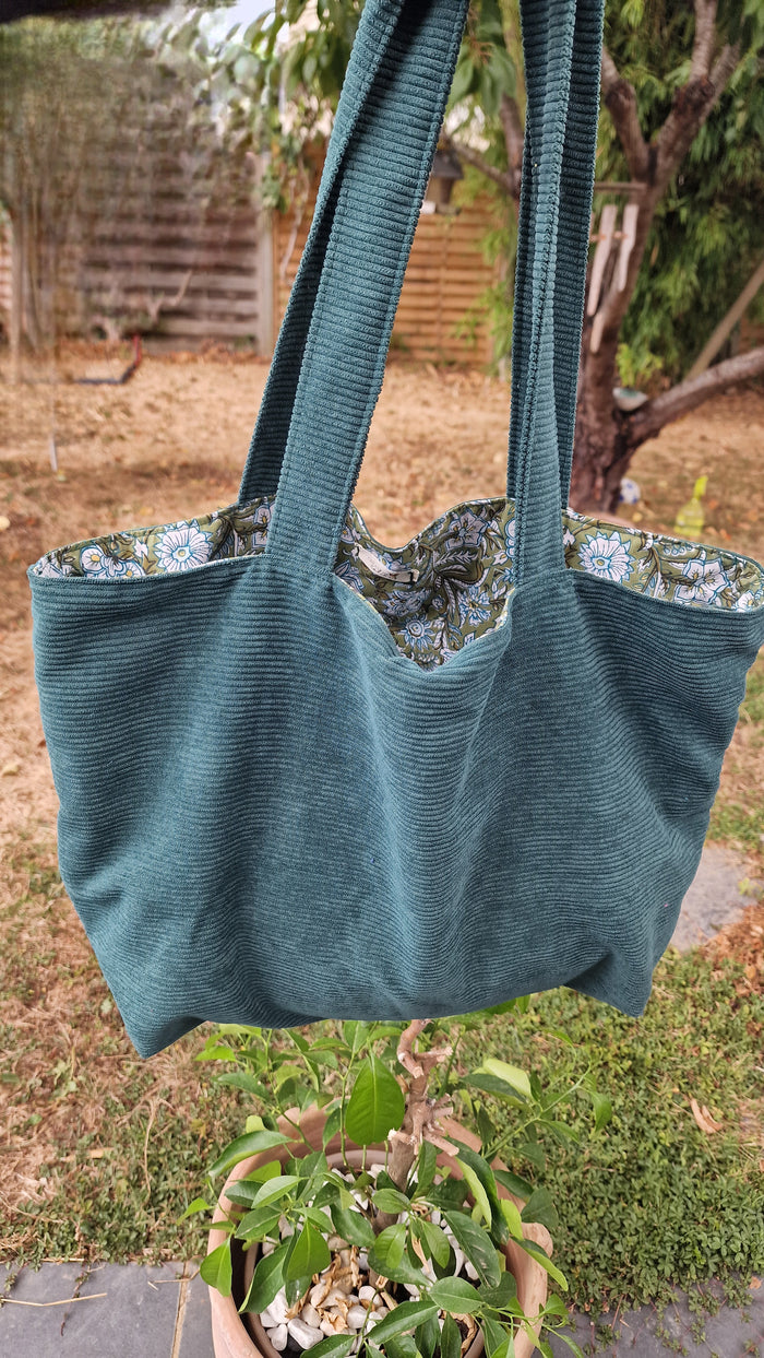 Sac velours Sarcelle