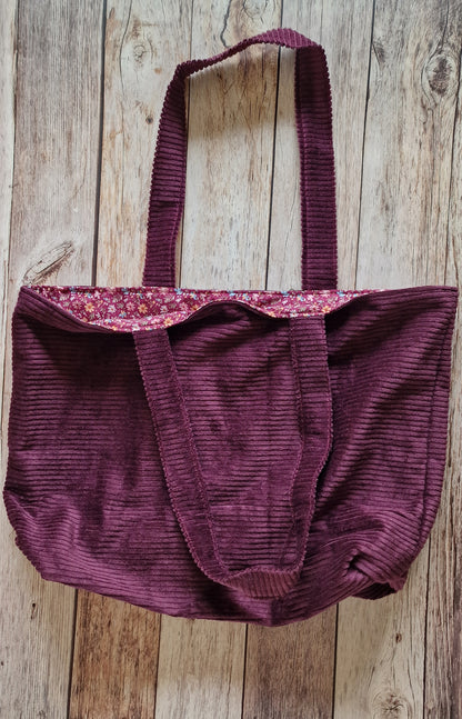 Sac velours aubergine