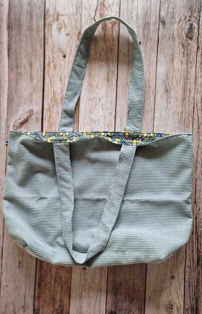Sac velours vert eau