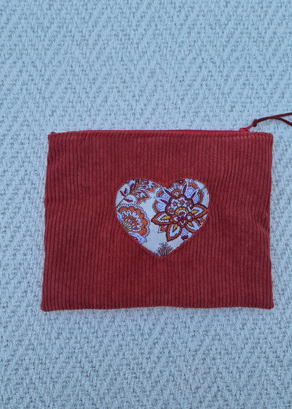 Pochette en velours Coeur