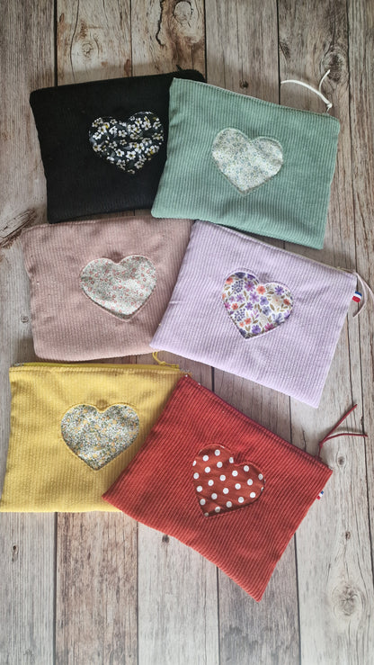 Pochette en velours Coeur